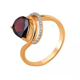 Кольцо Гранат, фианит