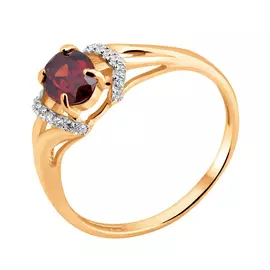 Кольцо Гранат, фианит