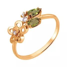 Кольцо Хризолит, фианит