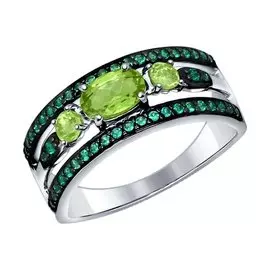 Кольцо Хризолит, фианит