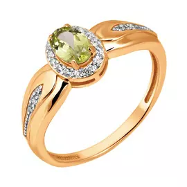 Кольцо Хризолит, фианит