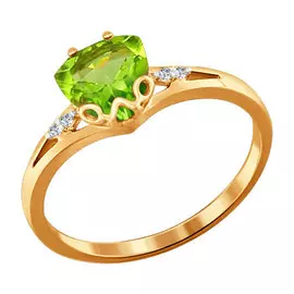 Кольцо Хризолит, фианит