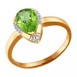 Кольцо Хризолит, фианит