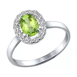 Кольцо Хризолит, фианит