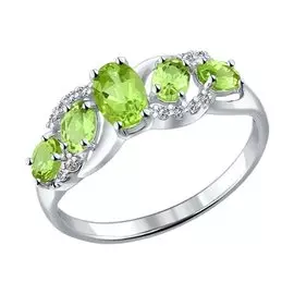 Кольцо Хризолит, фианит