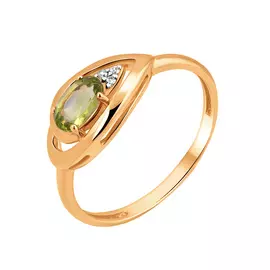 Кольцо Хризолит, фианит