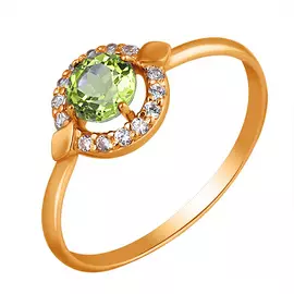 Кольцо Хризолит, фианит