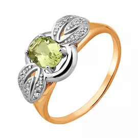 Кольцо Хризолит, фианит