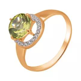 Кольцо Хризолит, фианит