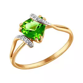 Кольцо Хризолит, фианит