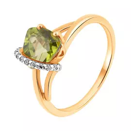 Кольцо Хризолит, фианит