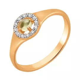 Кольцо Хризолит, фианит