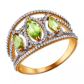 Кольцо Хризолит, фианит