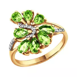 Кольцо Хризолит, фианит