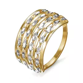 Кольцо из белого и желтого золота с алмазной огранкой 210902