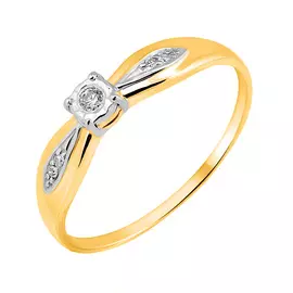 Кольцо из белого и желтого золота с бриллиантами А1-012-19-02