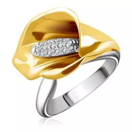 Кольцо из белого и желтого золота с бриллиантами К-14021