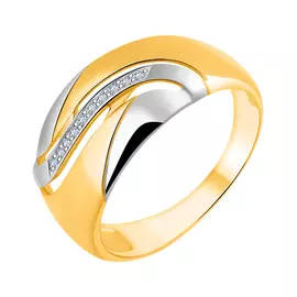 Кольцо из белого и желтого золота с бриллиантами с родированием 11-9385-20-02