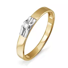 Кольцо из белого и желтого золота с бриллиантом БР110745