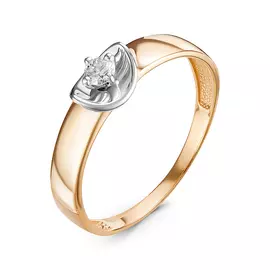 Кольцо из белого и желтого золота с бриллиантом БР111219л