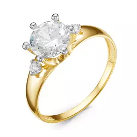 Кольцо из белого и желтого золота с фианитами л116650