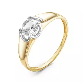 Кольцо из белого и желтого золота с фианитом л116163