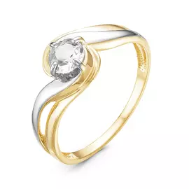 Кольцо из белого и желтого золота с фианитом л116179