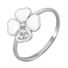 Кольцо из белого золота с эмалью и бриллиантами 11-9020-12-81