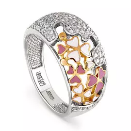 Кольцо из белого золота с бриллиантами и эмалью 11-0795 №2-16