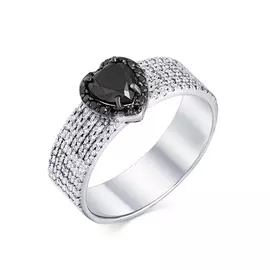 Кольцо из белого золота с бриллиантами с чернением и родированием 1-207781-06-55
