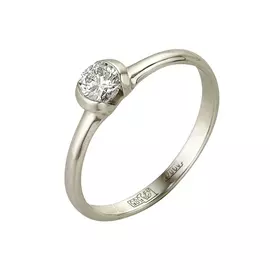 Кольцо из белого золота с бриллиантом 1-104-956