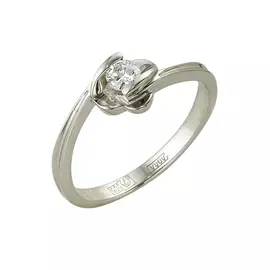 Кольцо из белого золота с бриллиантом 1-105-27