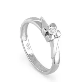 Кольцо из белого золота с бриллиантом 1-1304 № 12-16