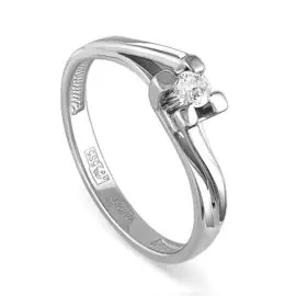 Кольцо из белого золота с бриллиантом 1-1305 № 15-16