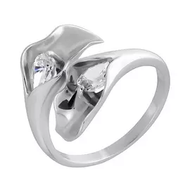 Кольцо из белого золота с фианитами 015414