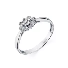 Кольцо из белого золота с фианитами 1000037