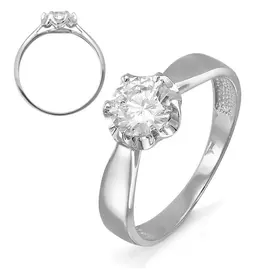 Кольцо из белого золота с фианитом 113055