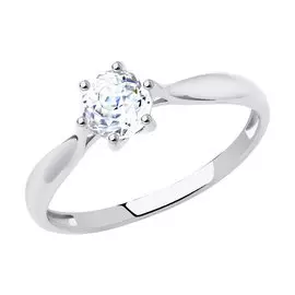 Кольцо из белого золота с фианитом 81010286