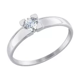 Кольцо из белого золота с фианитом 81010313