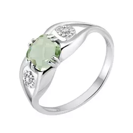 Кольцо из белого золота с празиолитом и фианитами 11-1277-12-20