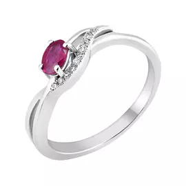 Кольцо из белого золота с рубином и бриллиантами C01172R-12-05