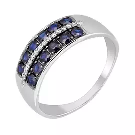 Кольцо из белого золота с сапфирами и бриллиантами 11-9077-12-03