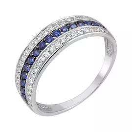 Кольцо из белого золота с сапфирами и бриллиантами 11-9126-12-03