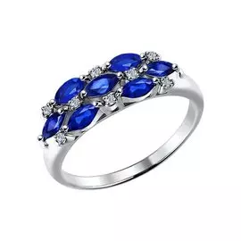 Кольцо из белого золота с сапфирами и бриллиантами 2010040 №15 36