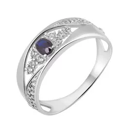 Кольцо из белого золота с сапфиром и бриллиантами 11-9088-12-03