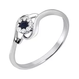 Кольцо из белого золота с сапфиром и бриллиантами 11-9124-12-03