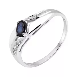 Кольцо из белого золота с сапфиром и бриллиантами 11-9154-12-03