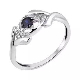 Кольцо из белого золота с сапфиром и бриллиантами 11-9183-12-03