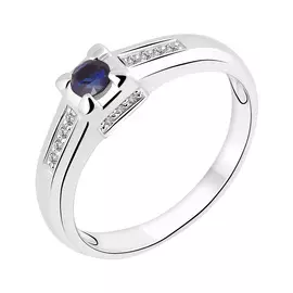 Кольцо из белого золота с сапфиром и бриллиантами 11-9367-12-03