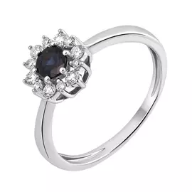 Кольцо из белого золота с сапфиром и бриллиантами 11-9524-12-03